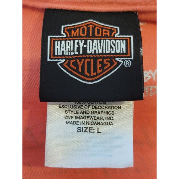 Harley Davidson Cycles Long Sleeve Graphic T-Shirt Women's Size Large Pink - Picture 7 of 7